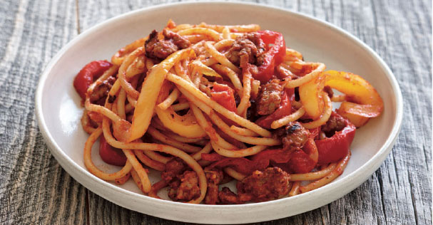 Bucatini with Sausage and Peppers – Cut Calories Without Sacrificing Flavor