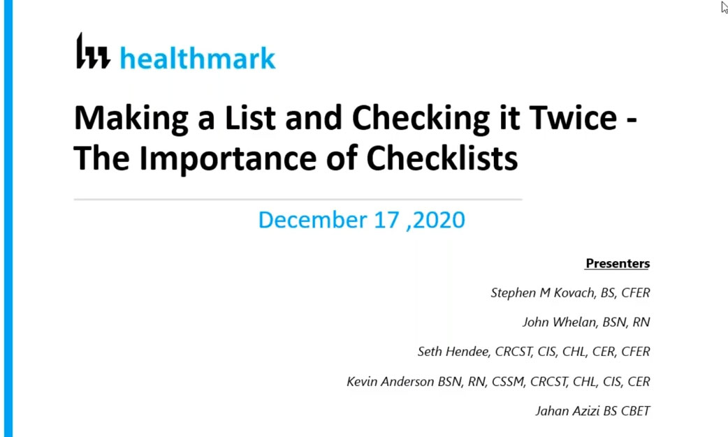 Webinar Addresses Importance of Checklists