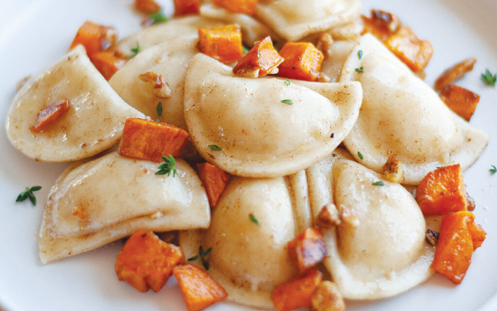 Roasted Sweet Potatoes Brown Butter Pierogies