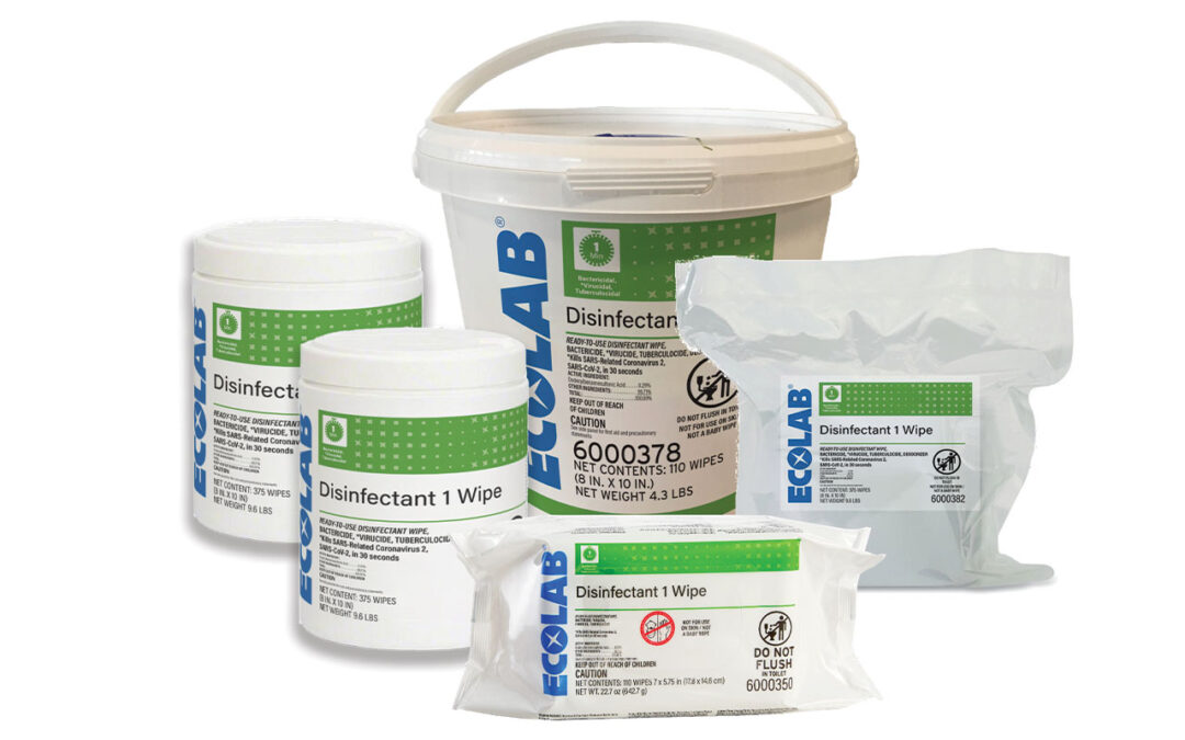 Ecolab Disinfectant 1 Wipe with 100% plastic-free wipe1